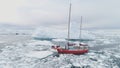 Sailing yacht travel in antarctica brash ice ocean
