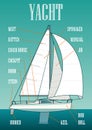 Sailing yacht. Vector drawn flat illustration for yacht club