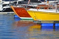 Sailing yachts in a harbor