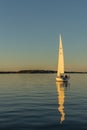 Sailingboat drifting dead calm sunny evening Stockholm archipelago