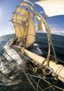 Sailingship view from bowsprit Royalty Free Stock Photo