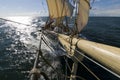 Sailingship view from bowsprit Royalty Free Stock Photo