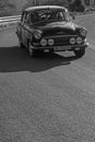 Old car at  Historic Monte-Carlo Rally Black and white Royalty Free Stock Photo