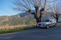 Peugeot of Historic Monte-Carlo Rally runs through the vinyard Landscape Royalty Free Stock Photo