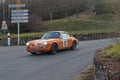 A porsche at the crossroad for Historic Monte-Carlo Rally Royalty Free Stock Photo