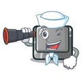 Sailor with binocular alt character button attached the keyboard Royalty Free Stock Photo