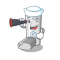 Sailor with binocular asthma inhalers isolated in the mascot