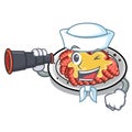 Sailor with binocular carpaccio isolated with in the mascot