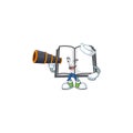 Sailor with binocular cartoon open book with cartoon shape