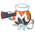 Sailor with binocular Monero coin character cartoon