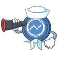 Sailor with binocular Nano coin mascot cartoon