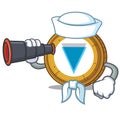 Sailor with binocular Verge coin mascot cartoon