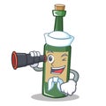 Sailor with binocular wine bottle character cartoon Royalty Free Stock Photo