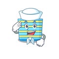 Sailor cartoon character of beach bag with white hat