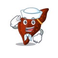 Sailor cartoon character of human cirrhosis liver with white hat