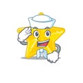 Sailor cartoon character of shiny star with white hat