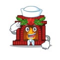 Sailor christmas fireplace isolated with the mascot