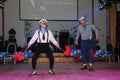 Sailor comic pop number with signal flags performed by the actors of mimes pantomime theatre and clowning, the Litsedei Royalty Free Stock Photo