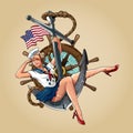 Sailor Girl US Navy pin-up girl version Royalty Free Stock Photo
