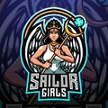 Sailor girls esport mascot logo Royalty Free Stock Photo