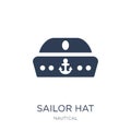 Sailor Hat icon. Trendy flat vector Sailor Hat icon on white background from Nautical collection Royalty Free Stock Photo