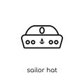 Sailor Hat icon. Trendy modern flat linear vector Sailor Hat icon on white background from thin line Nautical collection