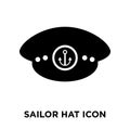 Sailor Hat icon vector isolated on white background, logo concept of Sailor Hat sign on transparent background, black filled Royalty Free Stock Photo