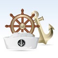 Sailor Hat with Steering Wheel and Anchor Royalty Free Stock Photo