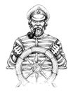 Sailor at helm portrait Royalty Free Stock Photo