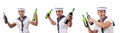 The sailor isolated with wine bottle Royalty Free Stock Photo