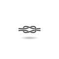 Sailor knot icon. Nautical rope infinity sign with shadow Royalty Free Stock Photo