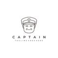 Sailor, Line art ship captain logo design vector