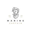 Sailor, Line art ship captain logo design vector