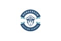 Sailor male portrait marine nautical sailing school circle vintage logo design template vector Royalty Free Stock Photo