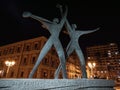 Sailor Monument statue (Monumento al Marinaio) in Taranto, Italy at night