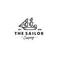 Sailor pirate ship, Sailing Boat Ship Silhouette Vintage Retro Rustic Emblem icon Logo Design