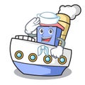 Sailor ship character cartoon style