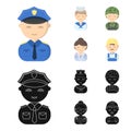 Sailor, soldier, scientist, builder.Profession set collection icons in cartoon,black style vector symbol stock Royalty Free Stock Photo