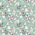 Sailor terrier dog seamless pattern.