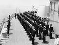 Sailors at attention on naval ship Royalty Free Stock Photo