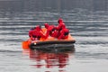 Sailors in an emergency life boat Royalty Free Stock Photo