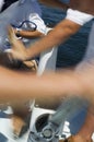Sailors operating windlass on yacht close up of arms