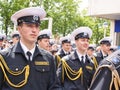 Sailors parade in streets at the festival of the Navy. Armada meeting in France