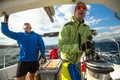 Sailors participate in sailing regatta 12th Ellada Autumn 2014 among Greek island group in the Aegean Sea