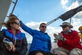 Sailors participate in sailing regatta 12th Ellada Autumn 2014 among Greek island group in the Aegean Sea Royalty Free Stock Photo