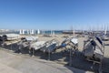 Sailors work on boats in Can Pastilla marina Royalty Free Stock Photo