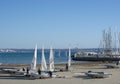 Sailors work on boats in Can Pastilla marina Royalty Free Stock Photo