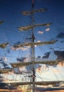 Sails Furled on Fore Mast at Sunset Royalty Free Stock Photo