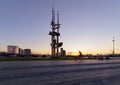 Sails monument on Baltic Sea square at sunset, Gdynia