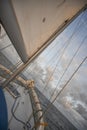 Sails on a sailboat at sea in the north of summer. Royalty Free Stock Photo